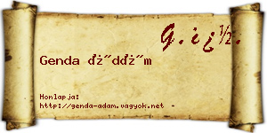 Genda Ádám névjegykártya